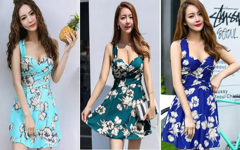 Crop Bandage Skirt Swimsuit Women Sexy Plus Size Swimming Suit Lady One-piece Swimsuit  Gather Chest Swimsuit Beach Wear Dress 13