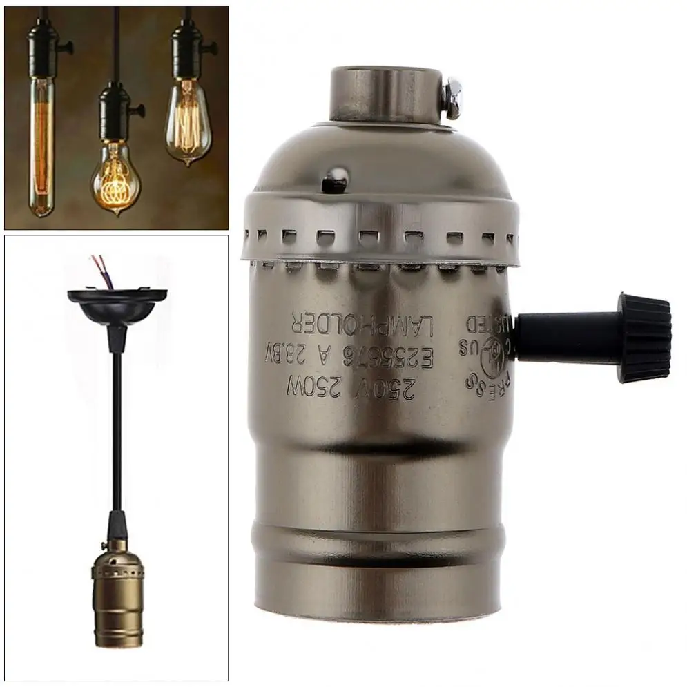 250 Вт 110-250 В 28.BV разъем бронзовый цвет Эдисон Ретро подвесной светильник с ручкой переключатель держатель без провода