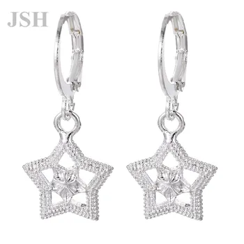 

wholesale , For Lady women silver color earrings charms Hoop wedding hook CUTE Bohemia fashion classic jewelry JSHLE044