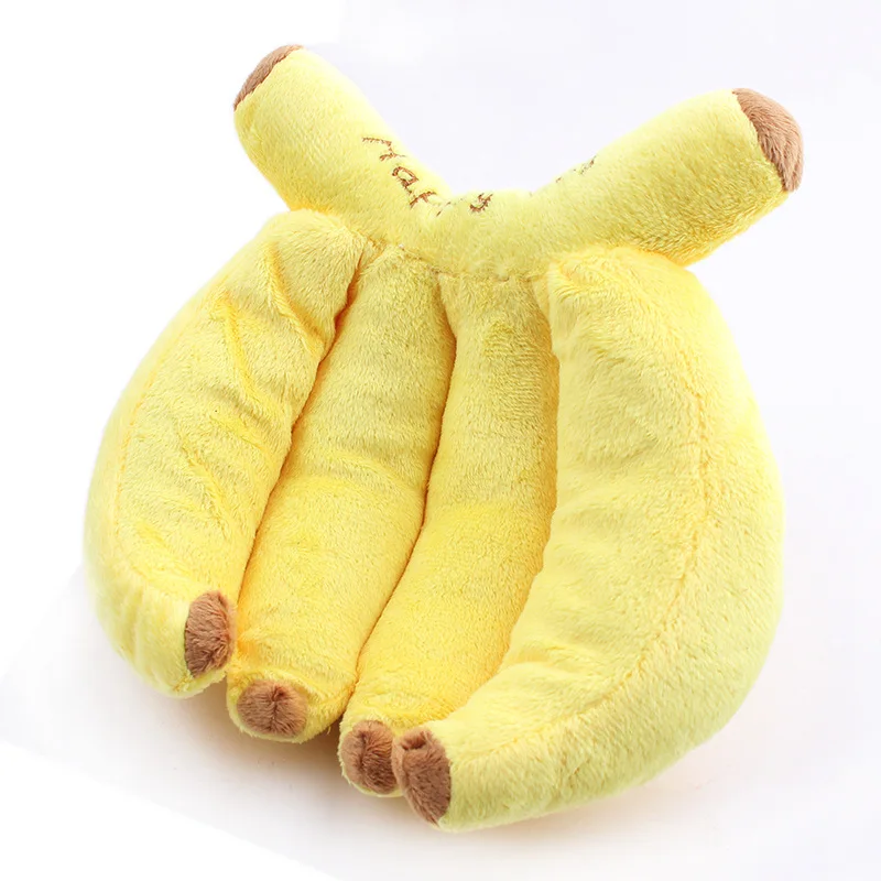 Горячая Распродажа большая собака в банане игрушки для домашних животных Жевательная пищалка плюшевая звуковая игрушка из четырех частей длина 19 см