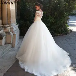 30% скидка 2019 Новое свадебное кружевное платье с длинным рукавом аристократическое Элегантное свадебное платье с принтом невесты
