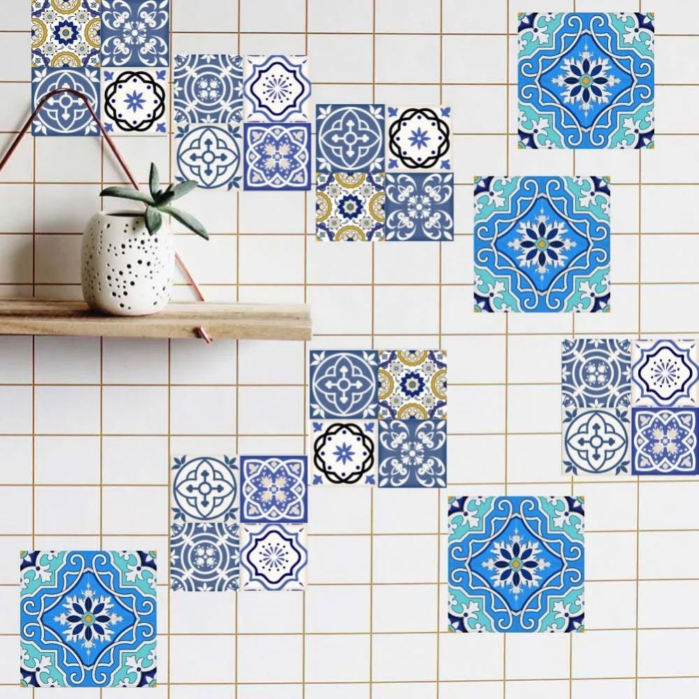

20pc 10/15/20cm DIY Mosaic Wall Tiles Stickers Waist Line Wall Sticker Kitchen Adhesive Bathroom Toilet Waterproof PVC Wallpaper