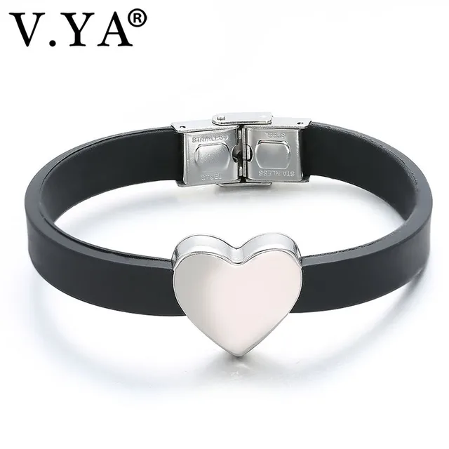 v ya customize bracelet bangle for women men heart shape charm