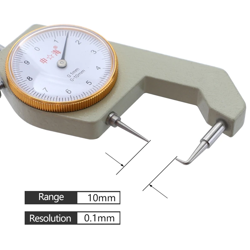 Циферблат Толщиномер Изогнутый наконечник 0-10 мм/0,1 мм для полой трубы или круговой трубки суппорт Калибр измерительные инструменты