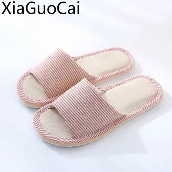 

Unisex Winter Slippers Soft Cotton Women Indoors Slippers Flax Indoor Wood Floor Soft-soled Slippers Shoes