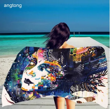 

150cm x100cm rectangle beach towel with skull print, soft quick dry superfine fibre sand towel T210