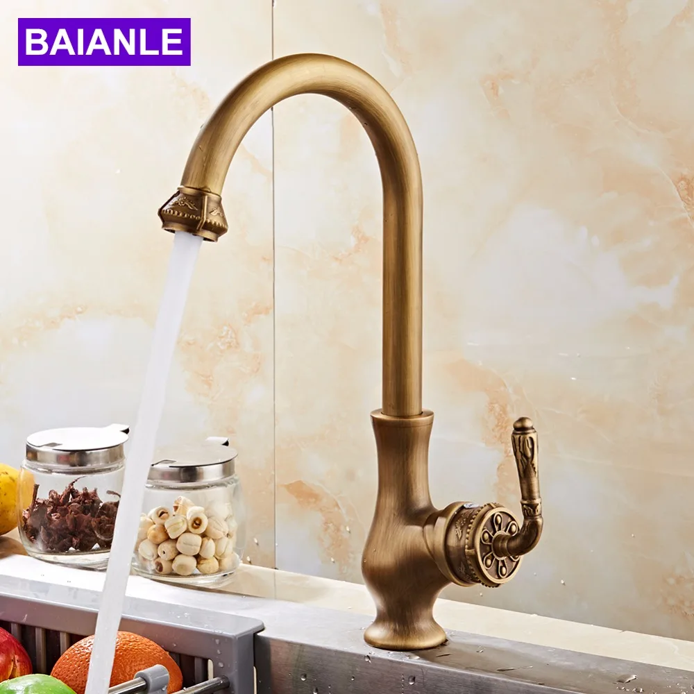 Kitchen Faucet Free Shipping Antique Bronze Finish Kitchen Bathroom Sink Tap Mixer Single Hand