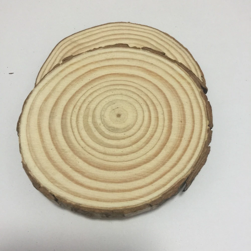 25 pcs rond naturel rustique en bois disques avec écorce surround diy artisanat mariage