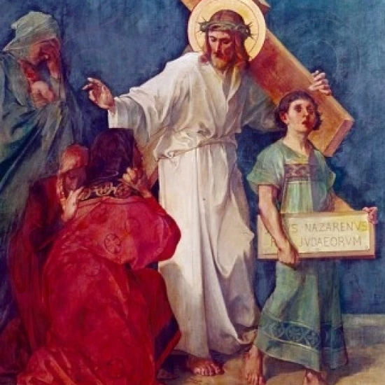 Jesus Comforts the Women of Jerusalem 8th Station of the Cross by Martin Feuerstein 1856-1931 Germany Munich 18 x 24