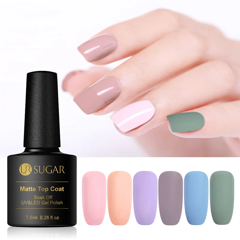 UR SUGAR 2 шт./лот Matte Top Coat гель лак для ногтей Набор DIY матовый эффект полу постоянный замочить от УФ-светодио дный ногтей гель Лаки Наборы