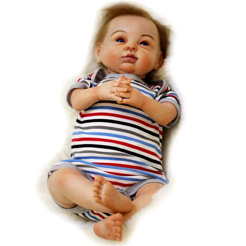 Kawaii Siliconen Reborn Baby Pop Blauwe Ogen Pasgeboren Begeleiden Slapen Baby Pop Kinderen Speelgoed Voor Meisjes Kerst Verjaardagscadeau