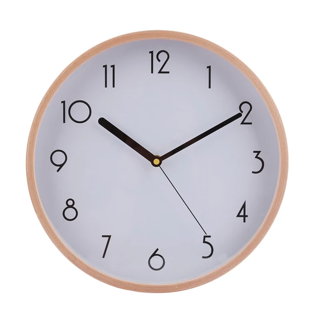 Homingdeco 12 Inches Large Simple Wall Clock Wood Brief Wooden Bedroom Livingroom Wall Clocks Home Decor - White