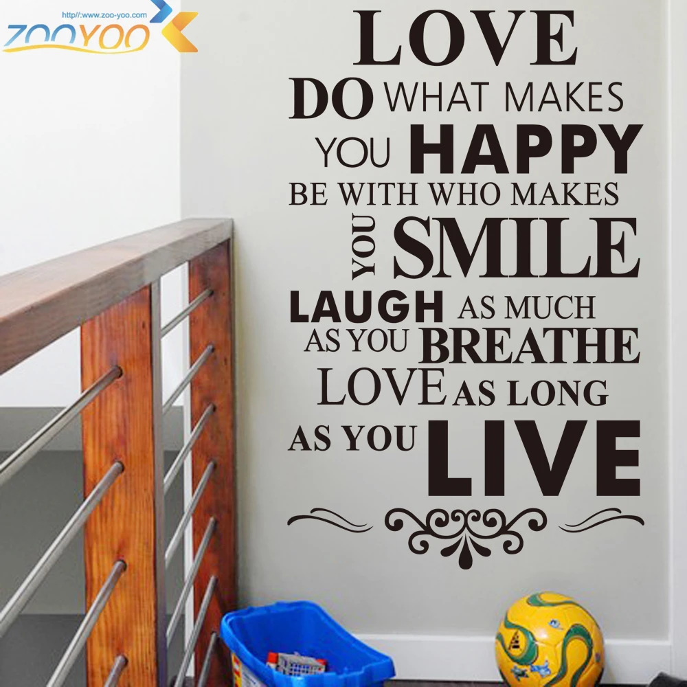 Inspirational Happy Life Quotes Wall Stickers Home Decor Living Room