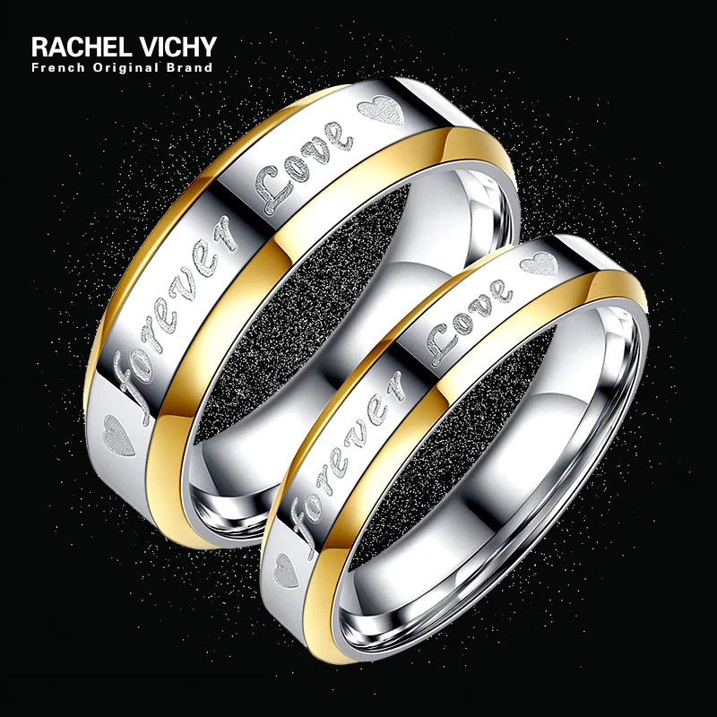 Обручальные кольца для мужчин и женщин RACHEL VICHY с гравировкой &quotforever love&quot