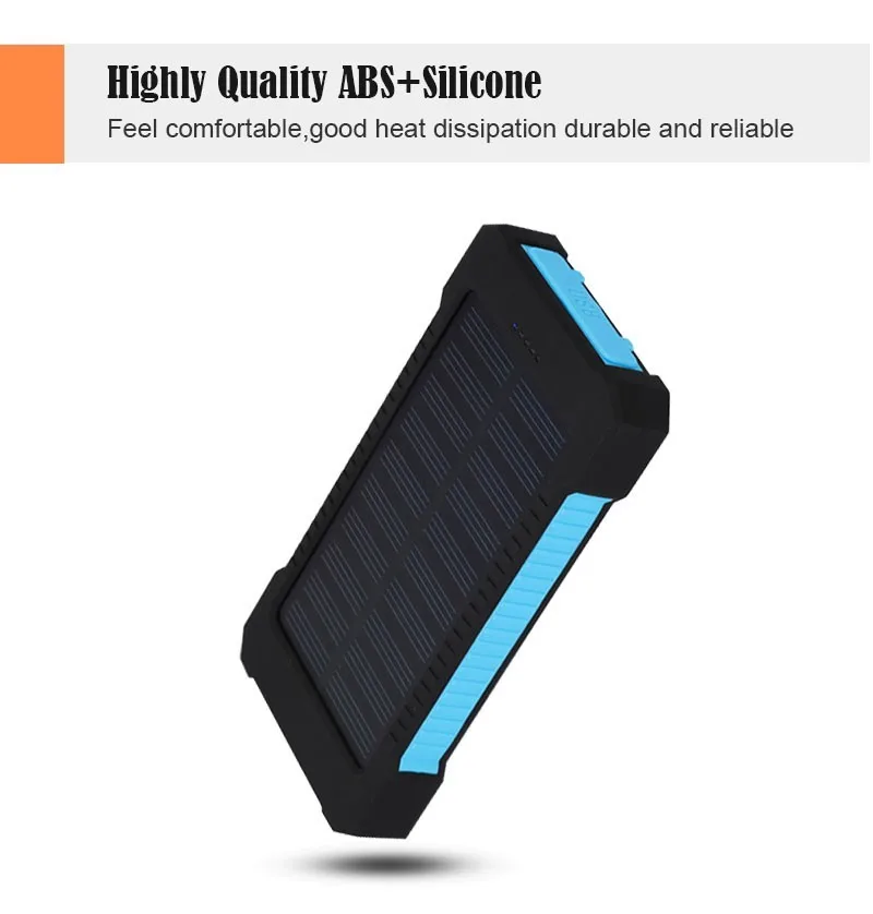 Solar Power Bank 30000mah Solar Charger External Battery Waterproof Solar Powerbank For Xiaomi Iphone Huawei With Led Light