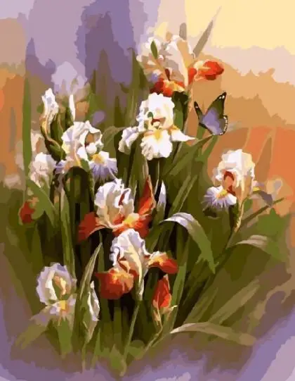 cioioil-X283 irises and butterflies DIY oil painting by numbers on canvas hand painted picture home decor