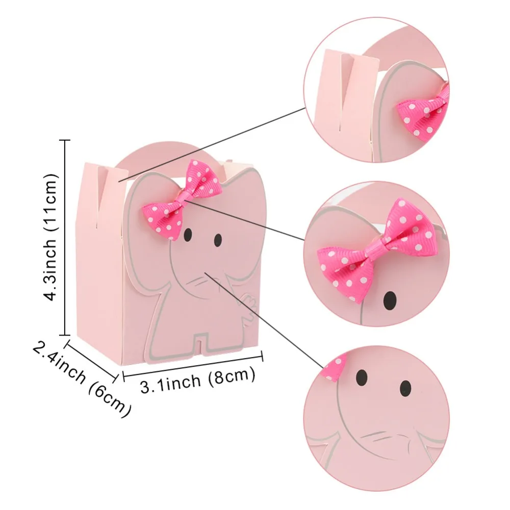 Ourwarm الكرتون الفيل الحلوى مربع الأزرق الوردي الاطفال ورق عيد الميلاد الحلو الحلوى هدية مربع Kawaii استحمام الطفل ديكور الصبي فتاة الحسنات