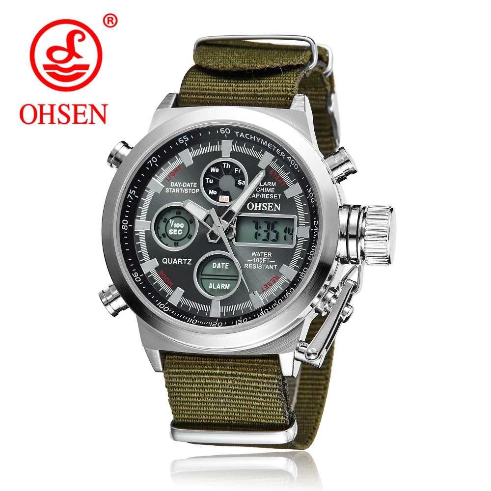 

OHSEN Army Watches Men Luxury Brand Men's Sports 30m LED Military Watches Genuine Fashion Casual Quartz Watch Relogio Masculino