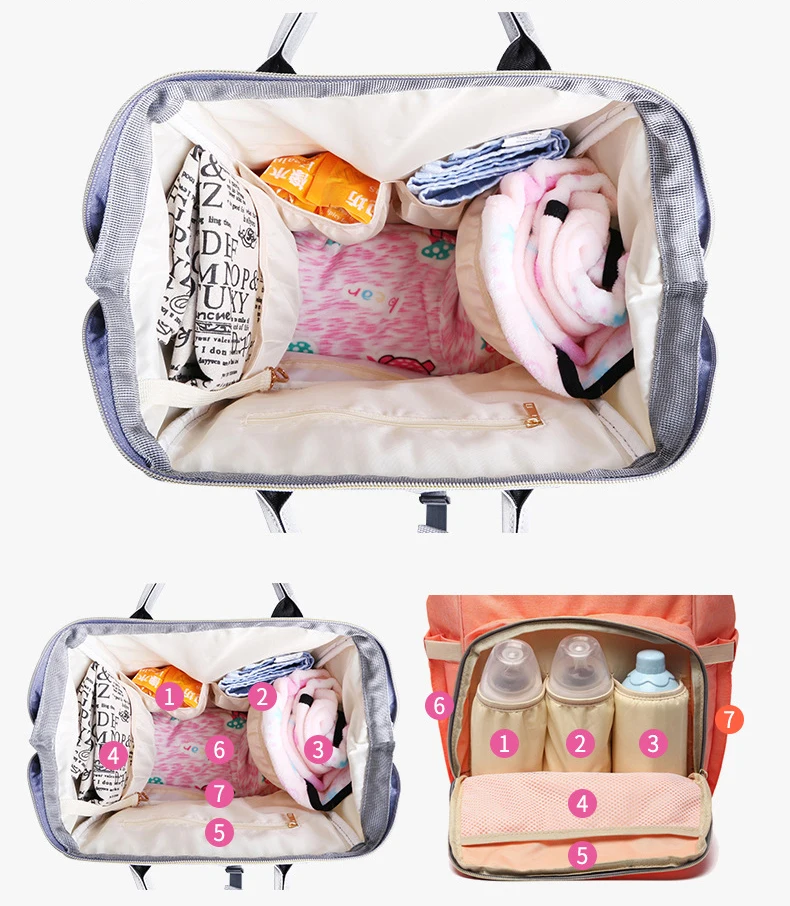 Goede Grote Capaciteit Kindje Luiertas Streep Pactchwork Moederschap Nappy Luiertassen Waterdichte Mummie Rugzak Tas Wandelwagen Verpleging Tas