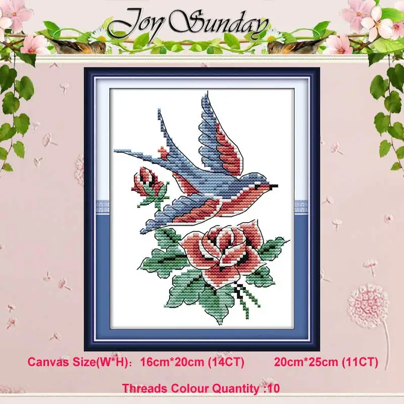 

Bird rose flower animals painting counted 11CT 14CT Cross Stitch Set DIY DMC Cross-stitch Kit Embroidery Needlework Home Decor
