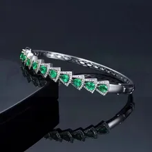 Натуральный настоящий Изумрудный браслет, серебро 925 пробы для мужчин или женщин 0.5ct* 11 шт драгоценный камень# L193602