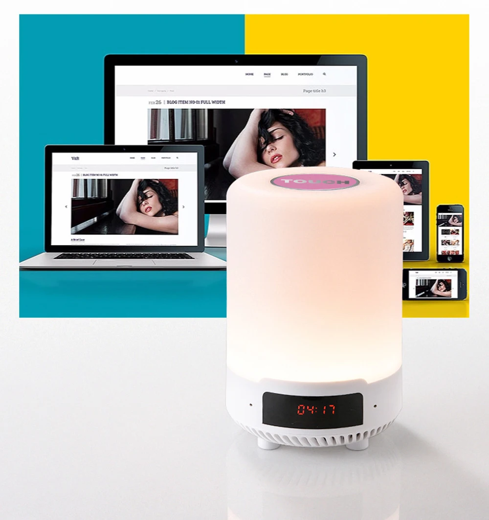 Candeeiro de Mesa Lâmpada de Cabeceira Speaker sem Fio Luz da Noite Recarregável Colorido Levou Quarto Lâmpada Bluetooth Pode Definir um Alarme 9 Bluetooth Speaker Sem Fio pode definir um alarme