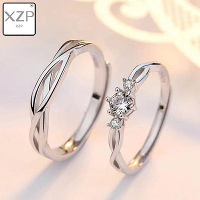 XZP S925 Циркон регулируемое кольцо полые бесконечные влюбленные пары кольца для мужчин и женщин обручальные свадебные Ювелирные изделия Подарки - Цвет основного камня: Couple