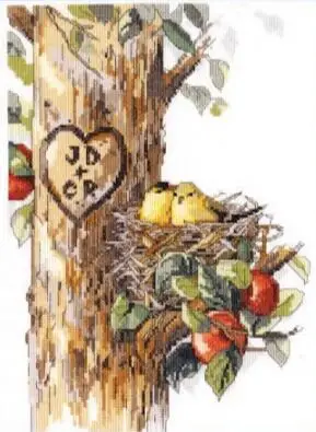 

Gold Collection Counted Cross Stitch Kit Birds of a Feather Two Birds Love Lover Nest Home