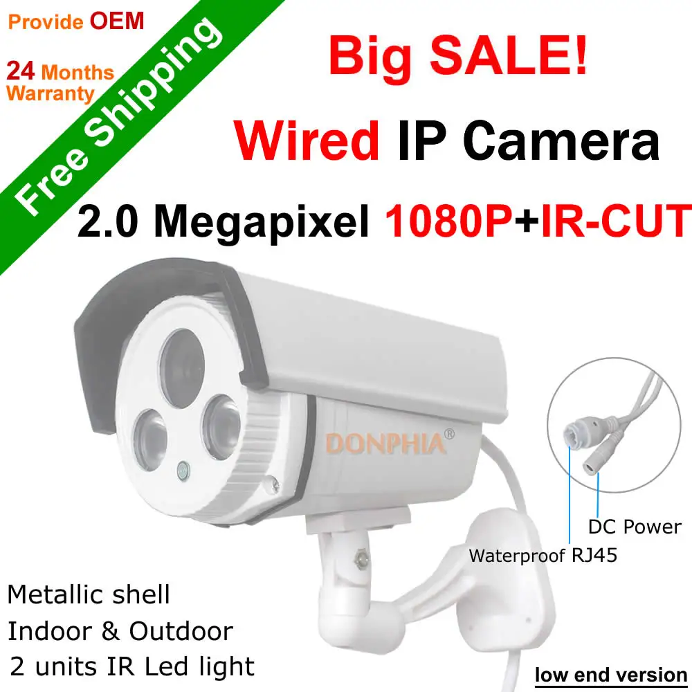  1920*1080P 2.0MP Bullet IP Camera IR Outdoor Security ONVIF 2.0 Waterproof Night Vision P2P IP Cam IR Cut Filter Megapixel Lens 