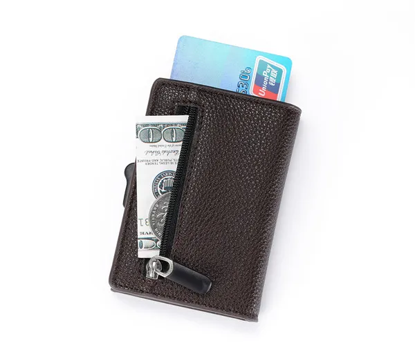 ZOVYVOL RFID бизнес кредитный держатель для карт металлическая монета для путешествий визитная коробка алюминиевый держатель для карт кошелек для мужчин и женщин - Цвет: BSD01 Coffee
