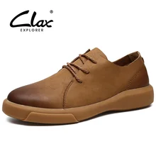 CLAX Mens Shoes Leather Spring Autumn Casual Shoe Male Boot Walking Footwear chaussure homme Genuine Leather Fashion Plus Size spring autumn 2018 breathable thick platform man shoes genuine leather mens footwear white casual male shoes plus size us 6 9 5
