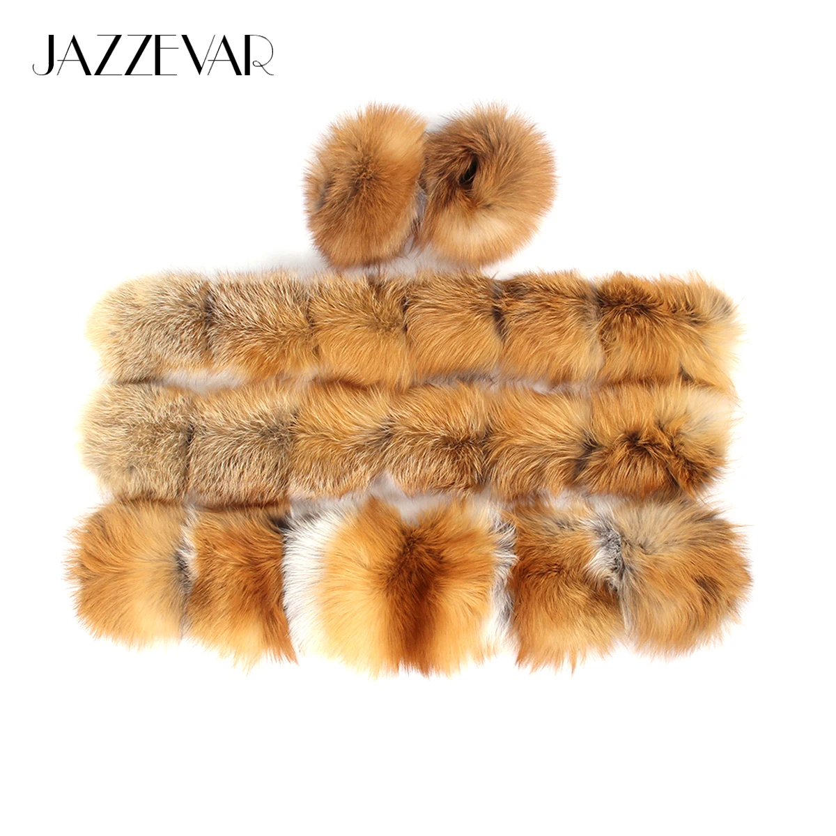 

JAZZEVAR Large hooded furs real fox fur collar front fly and cuff