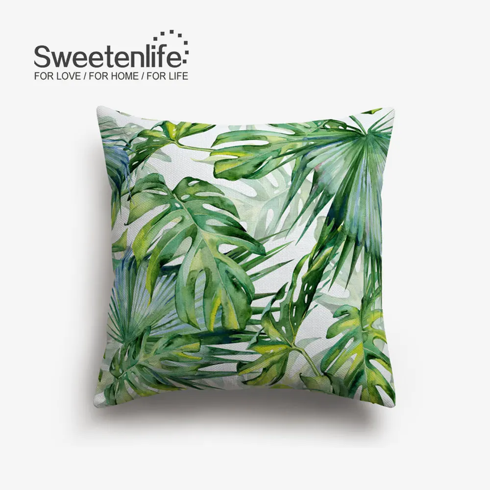 Чехол для подушки Sweetenlife с рисунком листьев растений, красочные высококачественные декоративные подушки, Наволочки для подушек в тропическом стиле, домашний декор