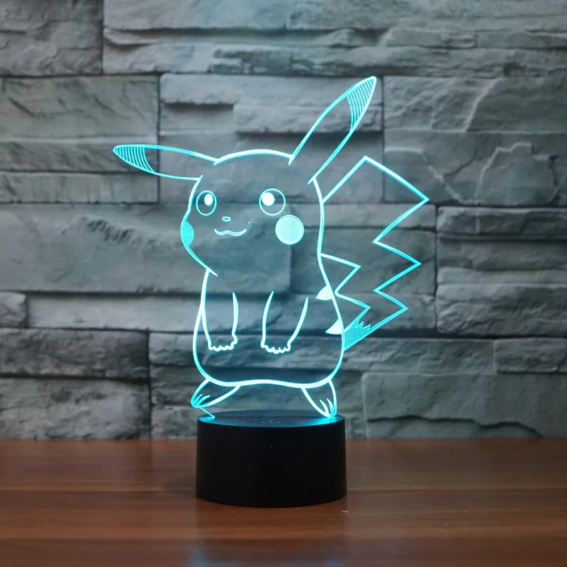 Необычные настольные лампы Luminaria светодиодные детские лампы Pokemon 3d светодиодный ночной Светильник ламинария де меса Led Usb 3d светильники