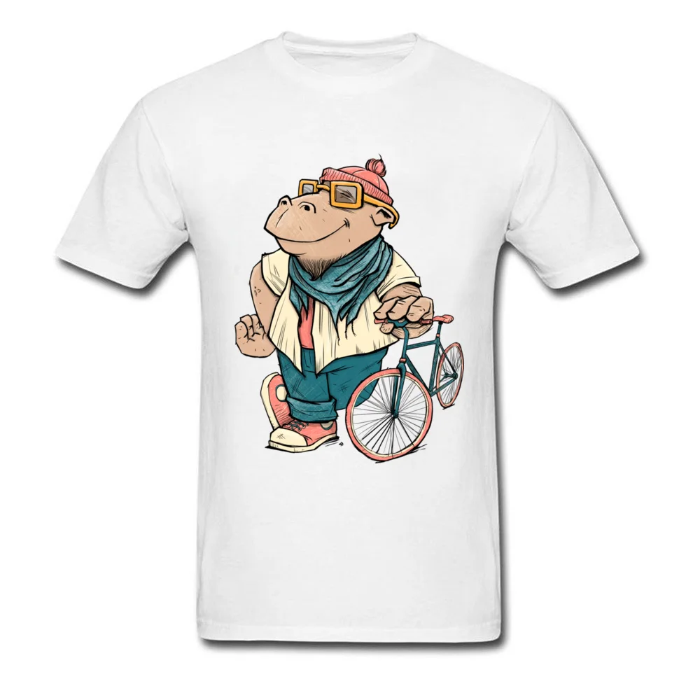 Hipster Hippo Youth T-shirts 2018 Popular Design Tops & Tees All Cotton Round Neck Short Sleeve Normal Clothing Shirt Fall Hipster Hippo white