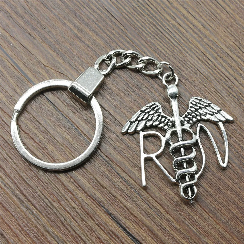 

44x37mm Rn Caduceus Medical Symbol Keychain Men Jewelry New Fashion Keychain Party Gift Dropshipping Jewellery