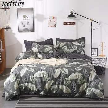 

Sale Home Textiles Leaves Bedclothes Flat Bed Sheet Bedding Set King Queen Full Twin Size Duvet Cover Linens Pillowcase 3/4pcs