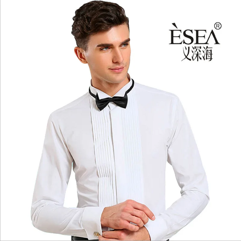 2017 Top Fashion Men Dress Shirt Luxury Brand Wedding Long Sleeve