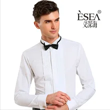 2017 Top Fashion Men Dress Shirt Luxury Brand Wedding Long Sleeve Formal Shirt Cotton Slim Fit Plus Size XXL Black Tuxedo Shirts