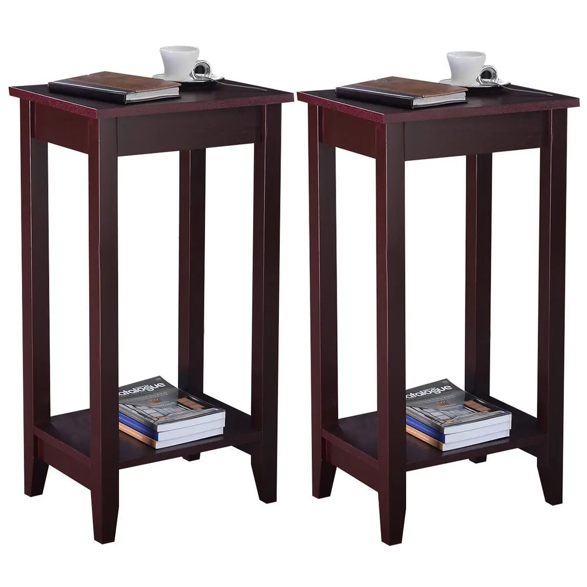 Giantex Set of 2 Tall End Table Coffee Stand Night Side Accent Furniture Modern Home Wooden Storage Coffee Tables 2*HW51529 Giantex Set of 2 Tall End Table Coffee Stand Night Side Accent Furniture Modern Home Wooden Storage Coffee Tables 2*HW51529