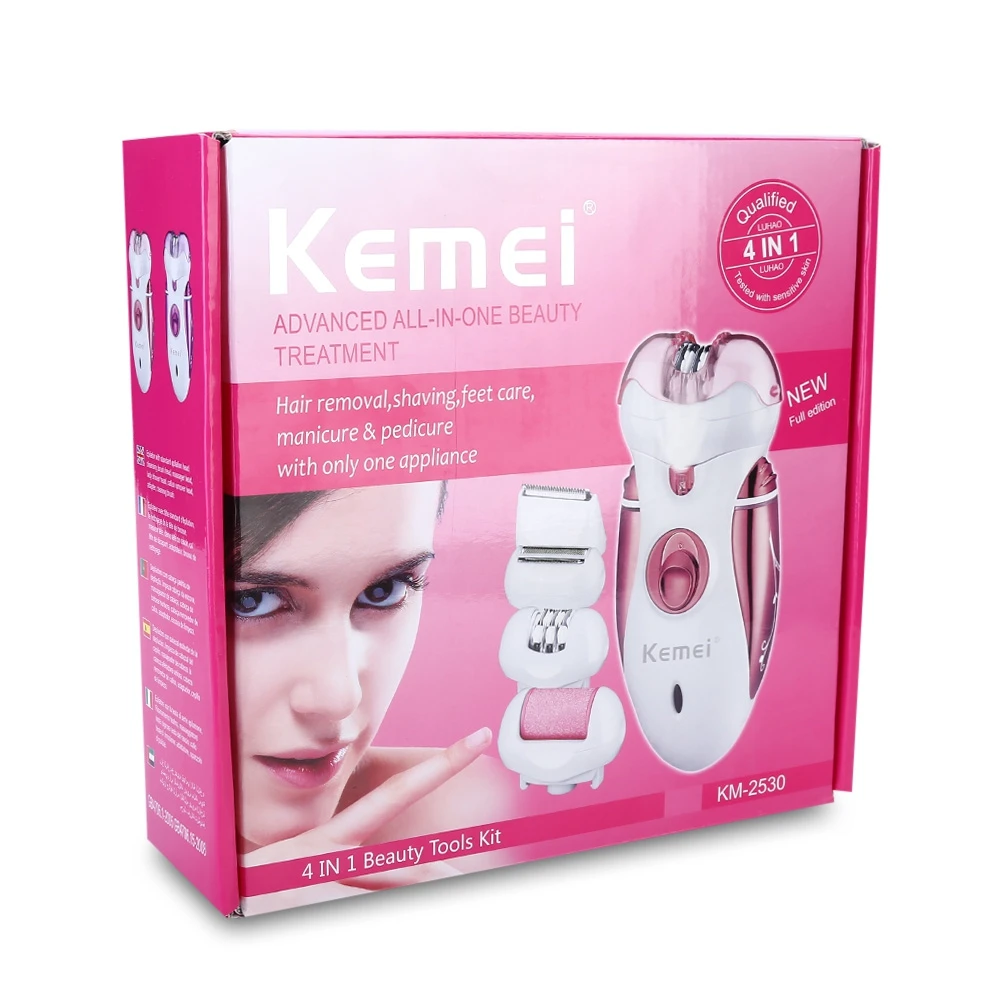 Kemei-2530 4 в 1 Перезаряжаемые волос Эпилятор Для женщин бритва электрическая Ноги Уход Инструмент леди эпилятор удаления волос бритвы