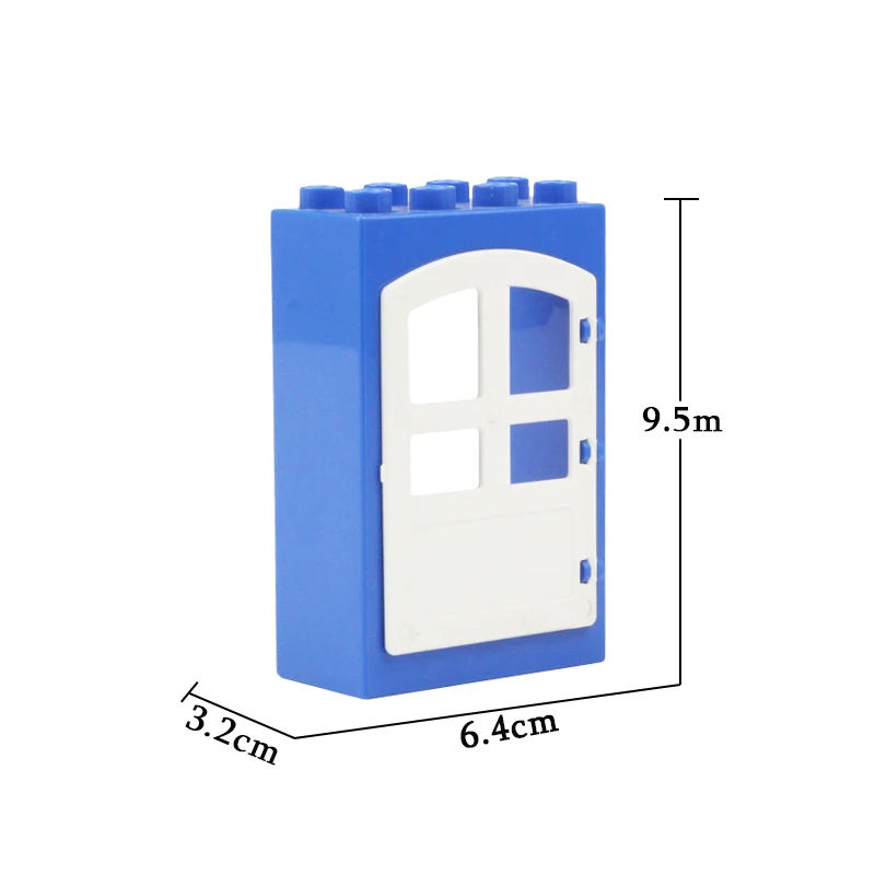 Дом большие частицы строительные блоки Аксессуары Совместимые Duplos набор кирпичи карнизы окна двери крыши игрушечные плитки для детей подарок - Цвет: BLUE door frame
