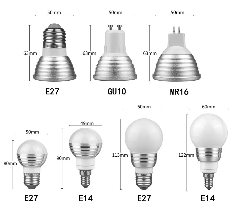 Высокая мощность RGB светодиодные лампы E27/GU10/MR16/E14 затемняемый Точечный светильник 3W Светодиодная лампа 16 цветов светодиодные RGB лампы для праздника Рождественский светильник