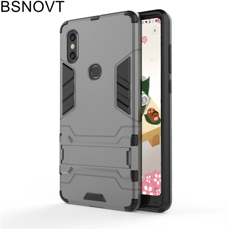 BSNOVT Xiaomi Mi Mix 2S Case Mi Mix 2S Cover Soft Silicone + Plastic Kickstand Case For Xiaomi Mi Mix 2S FundasShell 5.99