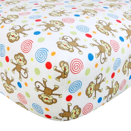 Trend-Lab 101324 Crib Sheet - Monkey Print Flannel (1)