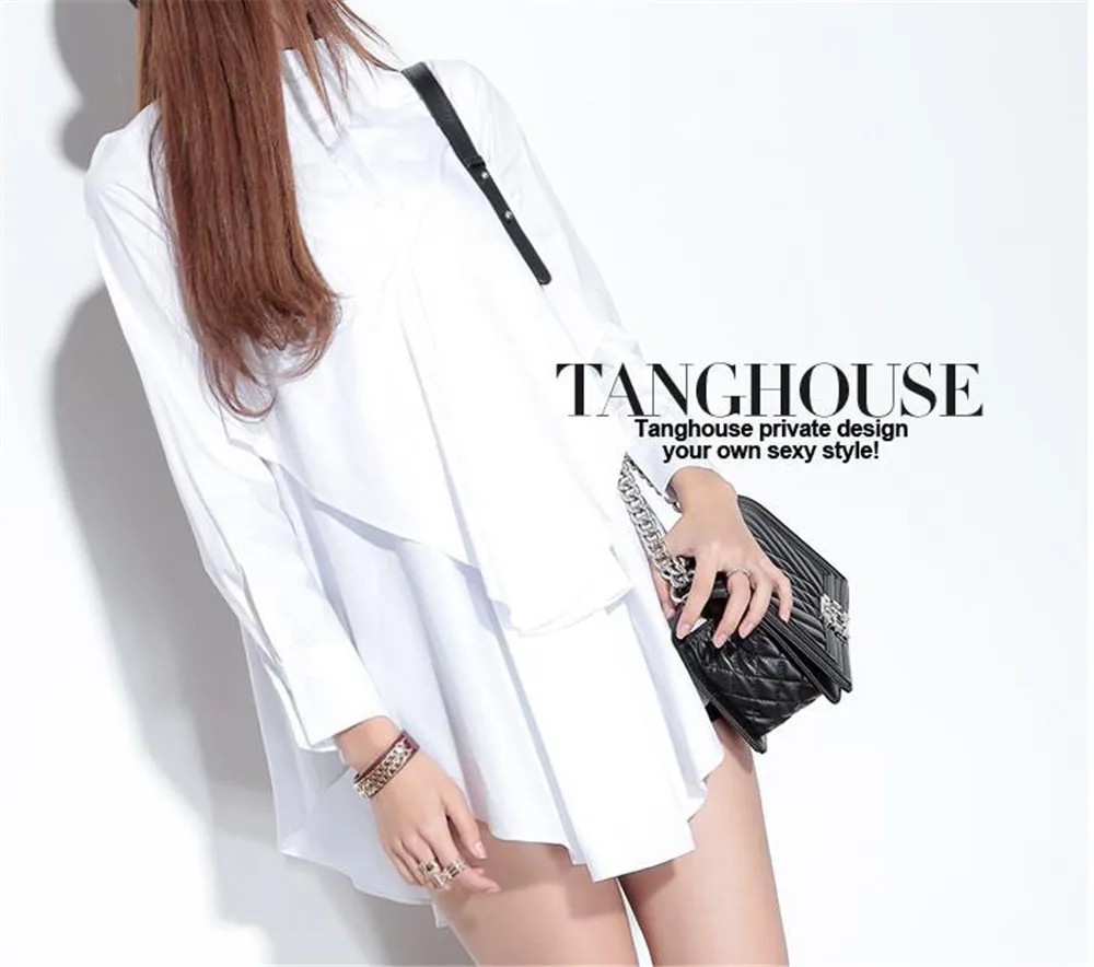 Plus size L-3XL Autumn Chiffon Loose Blouse Women Fake 2 PCS Clothing Long Sleeve Casual Shirt Casual Oversized Top (11)