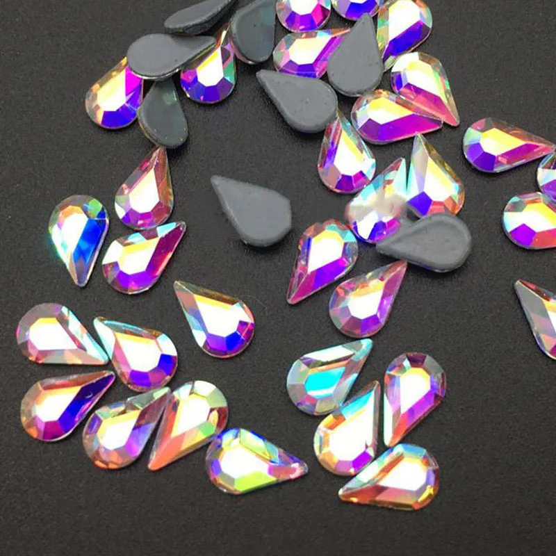 

Polaris 4.8x8mm Germany Glue Crystal Clear Special Shape Crystal AB Teardrop Hotfix Rhinestones