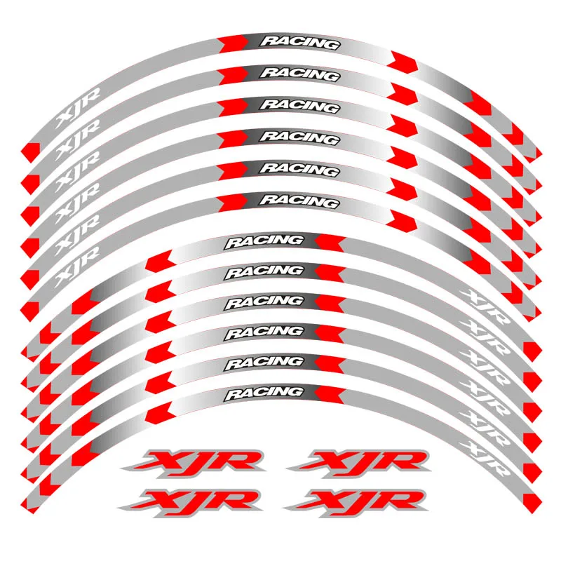 Обода мотоцикла полосы наклейки 17 дюймов Колеса Клейкая отражающая лента для Yamaha XJR 400 1200 1300 Светоотражающая наклейка - Цвет: B Red