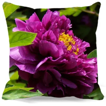 

White Purple New 2017 Spring Peony pattern Square 16" 18" 19" pillow case cotton polyester cushion cover for sofa home car decor