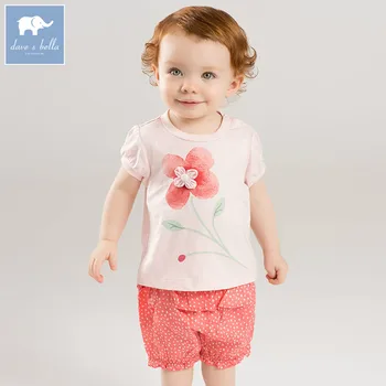 

DBM7505 dave bella summer baby girls floral clothing sets children infant toddler suit kids high quality clothes